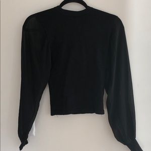 Black long sleeve top with mesh sleeves